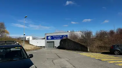 The Antimatter Factory building at CERN under a blue sky